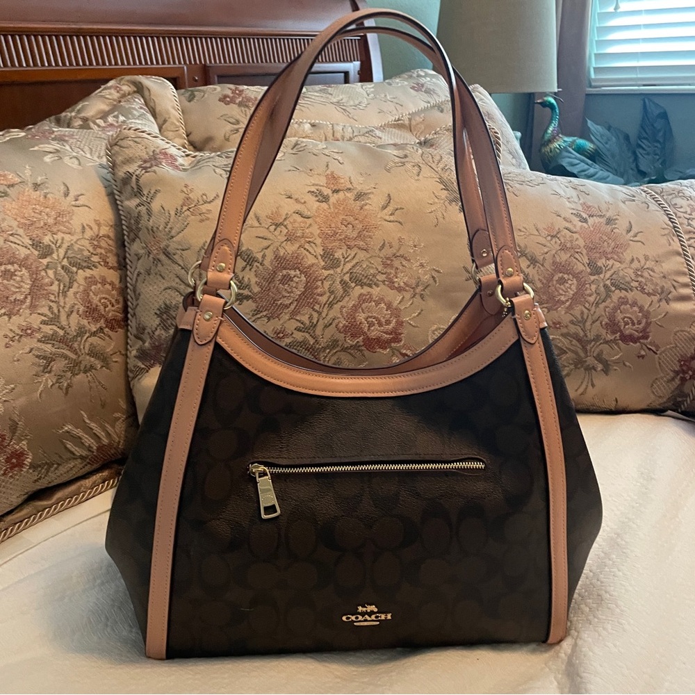Coach Signature Kristy Brown/ Shell Pink Shoulder Bag and wallet set - Picture 2 of 14